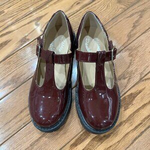 Girl's Burgundy Mary Jane Shoes Size 1